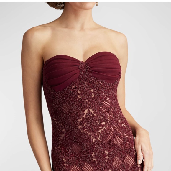 Tadashi Shoji Burgundy Lace Maxi Dress - Picture 6 of 7